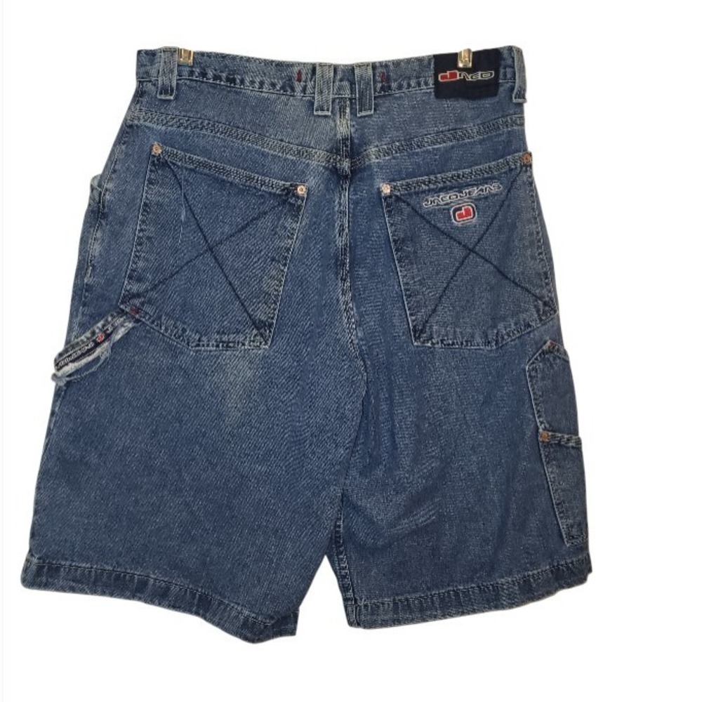 JNCO VTG Skate Wide Leg Cargo Carpenter Embroidered Grunge Denim Jean Shorts 36